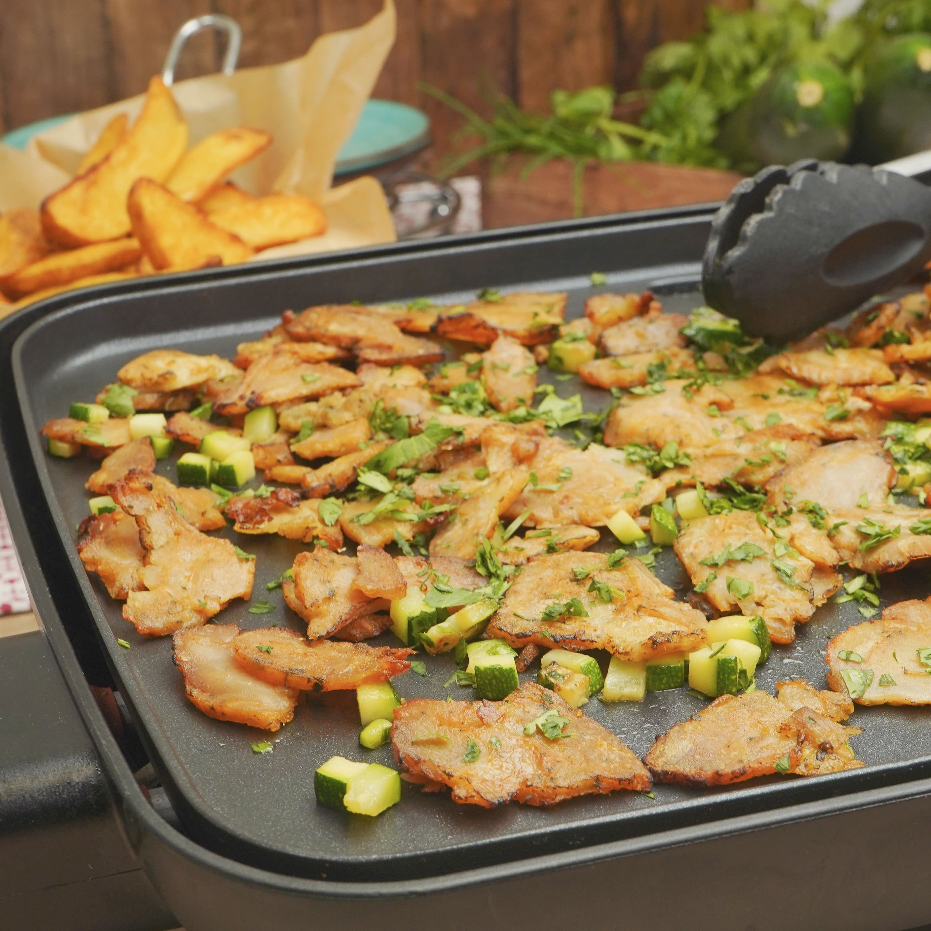 Plancha kebab et courgettes  